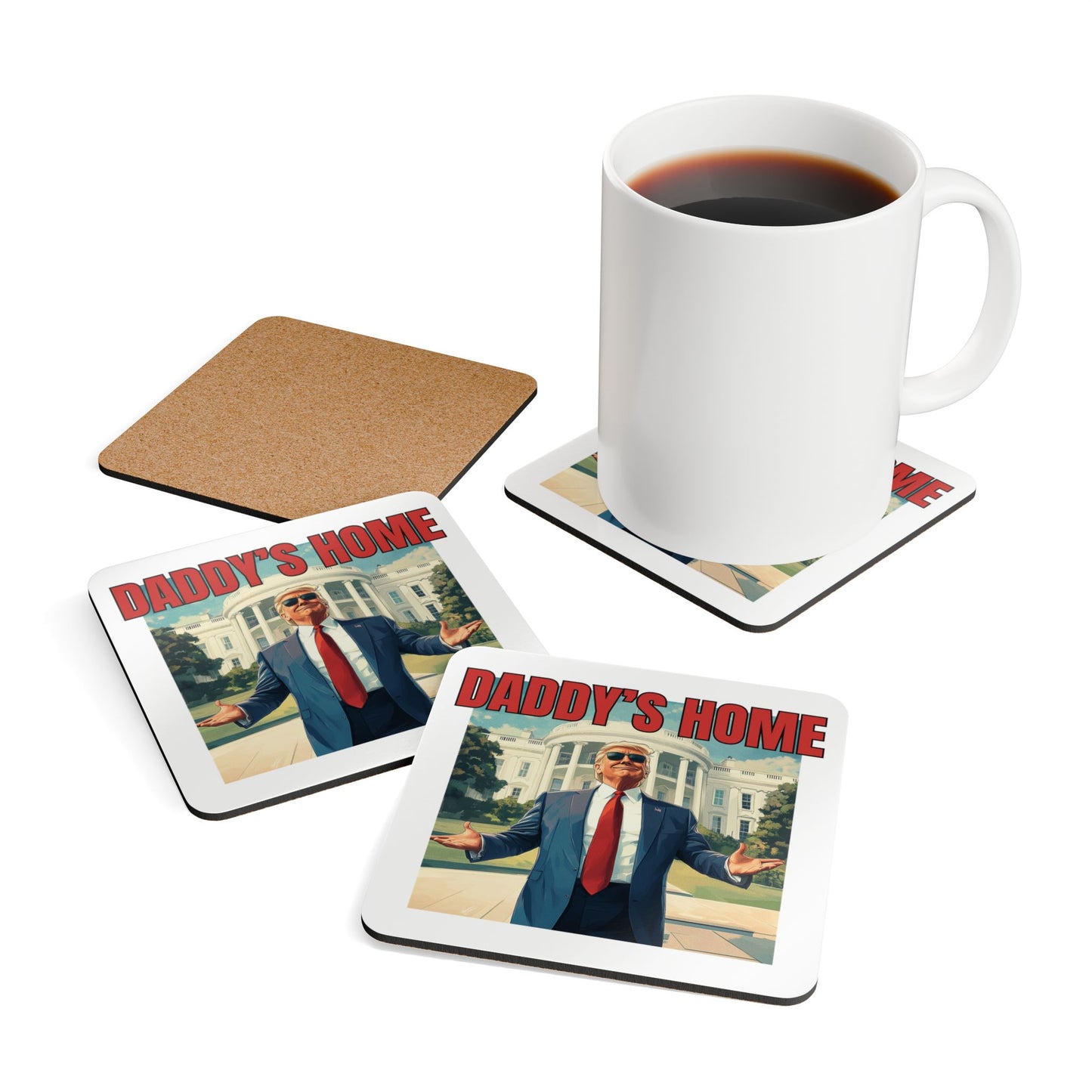 Daddy's Home Donald Trump Corkwood Coaster Set