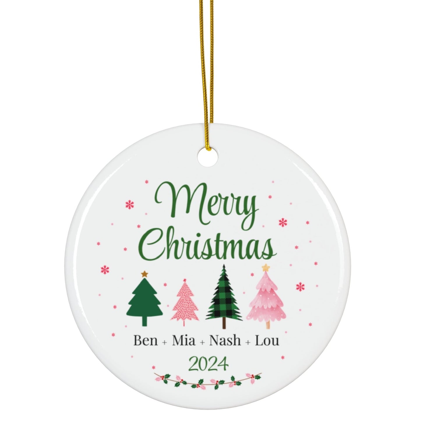 Merry Christmas Personalized Family Christmas Ornament